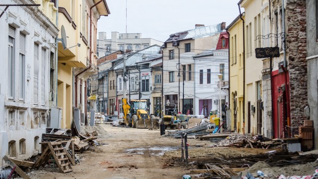 Lucrări pe strada Romain Rolland