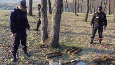 Cele cinci proiectile au fost găsite în pădurea din satul Bistriţa, judeţul Mehedinţi