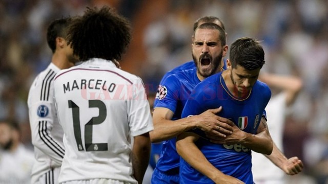 Alvaro Morata (în albastru) nu a putut să se bucure pentru reuşita sa de pe "Santiago Bernabeu"