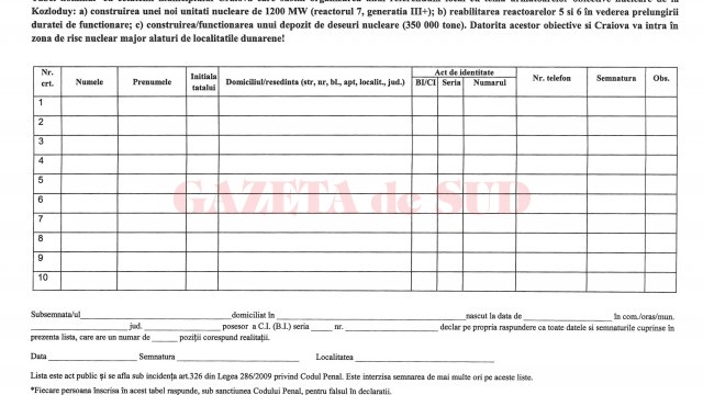 Așa arată modelul de tabel pe care îl pot completa craiovenii