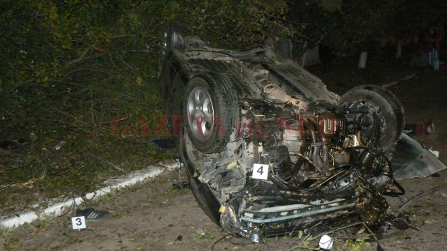 Autoturismul condus de Falcoe a făcut prăpăd pe DJ 561, în comuna Drănic (Foto: Arhiva GdS)