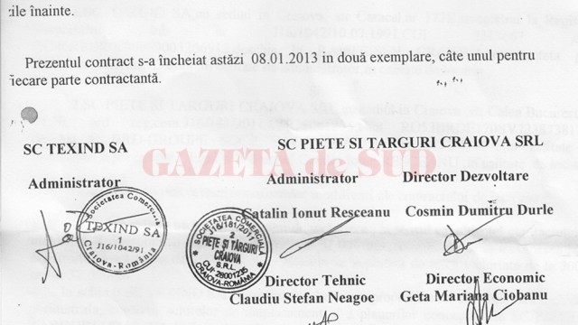 Contractul buclucaș pentru închirierea terenului pe care a fost amenajat Târgul Municipal Zilnic a fost semnat și de fostul administrator, Cătălin Resceanu, dar și de actualul, Claudiu Neagoe