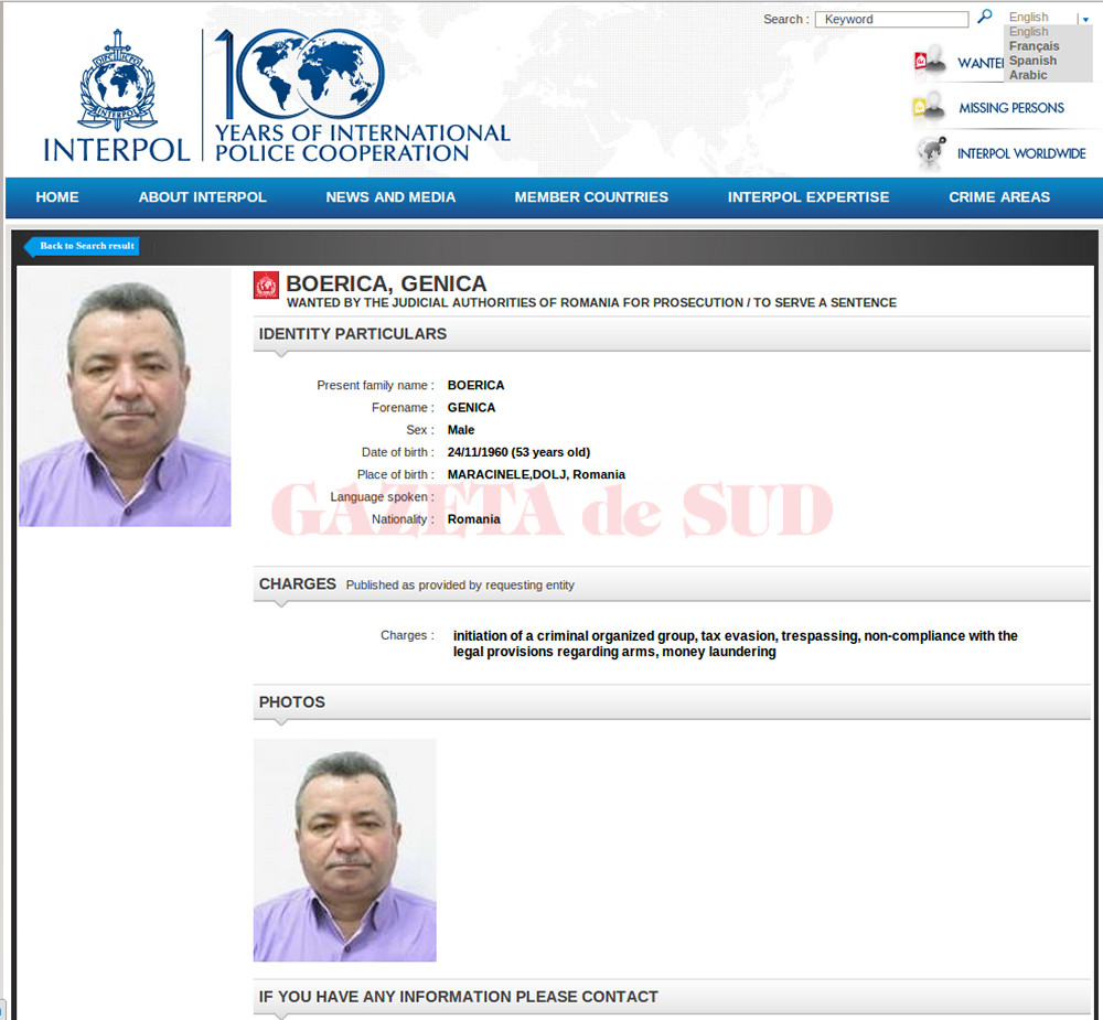 Genică Boerică este pe lista persoanelor urmărite prin Interpol din primăvara anului 2014