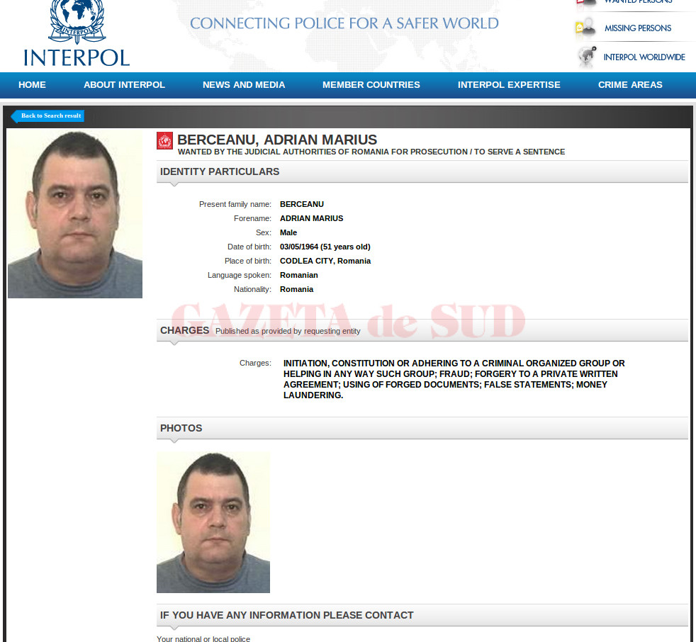 Condamnat definitiv în două dosare penale, omul de afaceri Adrian Marius Berceanu a fugit din țară, iar din și este căutat de autorități prin Interpol