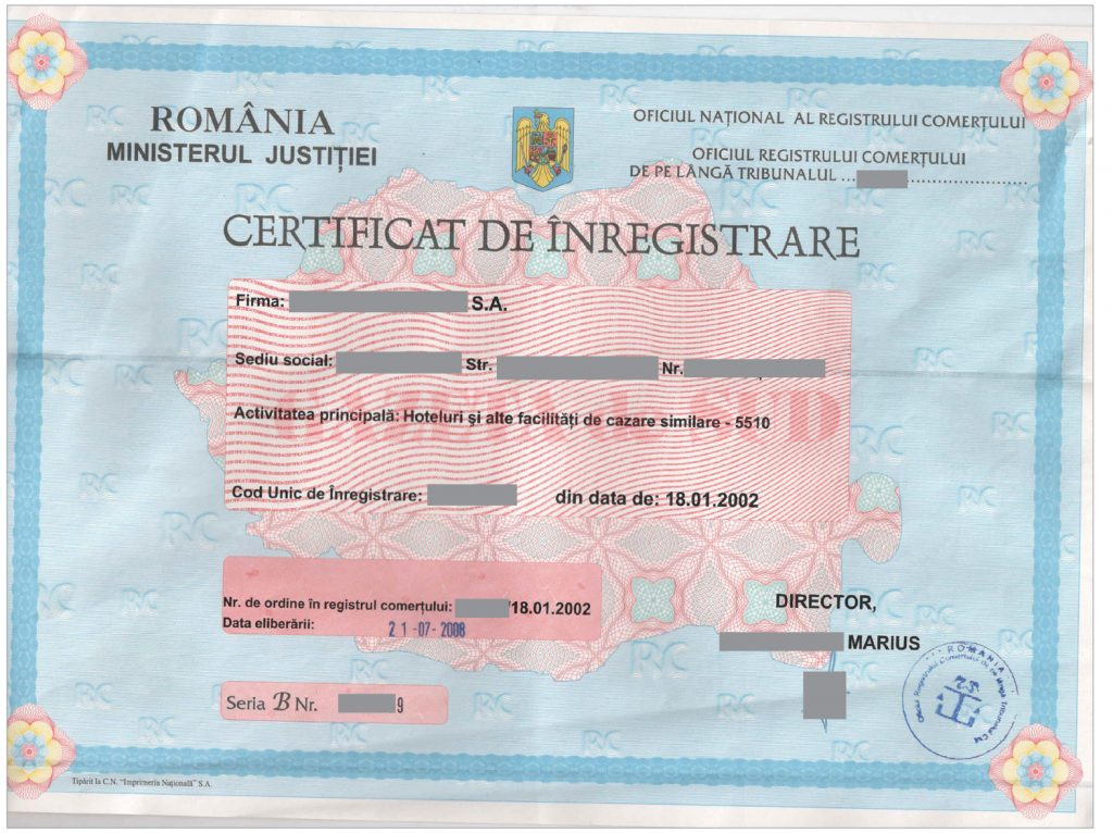 Noul certificat de înregistrare a firmelor va cuprinde, de luna viitoare, încă un cod de identificare, care trebuie să fie unic, la nivel european