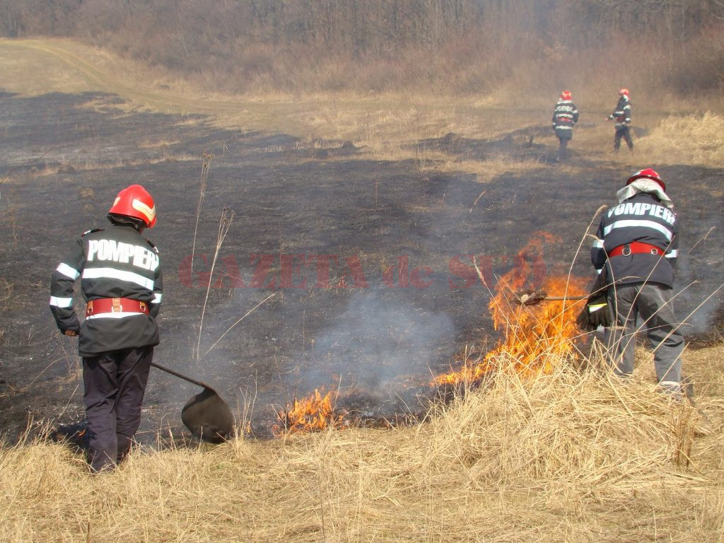 La sârșitul săptămânii trecute, pompierii doljeni au intervenit pentru stingerea a 35 de incendii care au cuprins peste 100 de hectare de vegetație uscată și cultură de grâu.