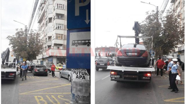 Ieri au fost ridicate mai multe mașini parcate în stațiile de autobuz sau pe trecerile de pietoni