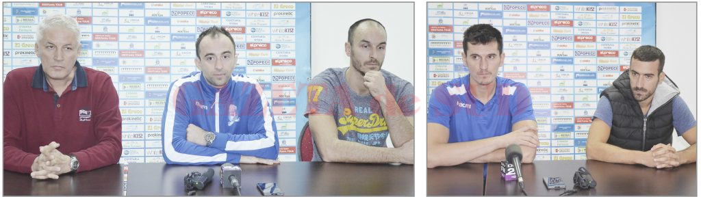 Antrenorul Dan Pascu, voleibaliştii Bogdan Ene, Mirko Radevic şi baschetbaliştii Iulian Orbeanu şi Goran Martinic îşi doresc să debuteze cu o victorie în noul campionat, mai ales că evoluează pe teren propriu (Foto: Alexandru Vîrtosu)