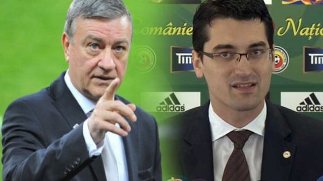 Răzvan Burleanu (dreapta) l-a contrazis pe Mircea Sandu privind clauza de reziliere a selecţionerului Victor Piţurcă