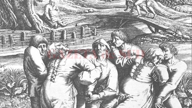Mania dansului reflectată într-un desen realizat în 1564  de Pieter Bruegel cel Bătrân (Foto: Foto: en.wikipedia.org)