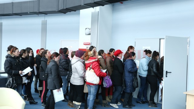 Din cele 351 de persoane care au participat la selecţie pentru un loc de muncă în agricultură în Spania, 90 au fost din Dolj (FOTO: Lucian Anghel)