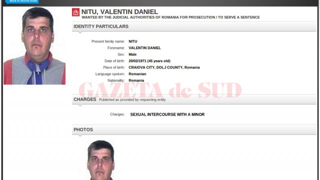 Valentin Daniel Nițu a fost dat în urmărire internațională  prin Interpol în cursul lunii februarie (FOTO: captura interpol.int)