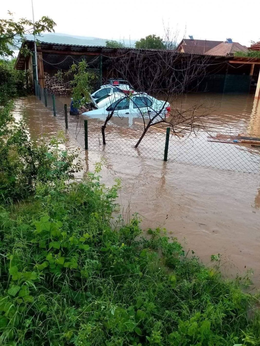 Gospodării inundate la Tismana