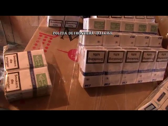 Zeci de mii de pachete de ţigări de contrabandă, găsite într-un garaj