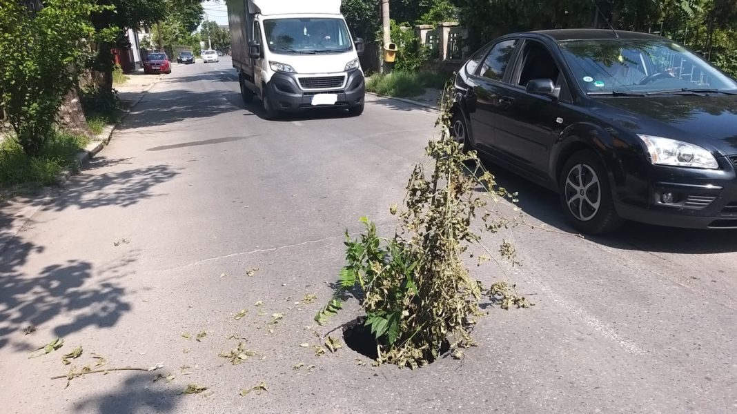 Atenţie şoferi! Crater pe Câmpia Islaz