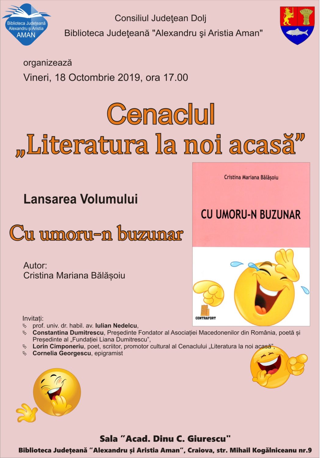 Cenaclul „Literatura la noi acasă”, la Biblioteca Judeţeană