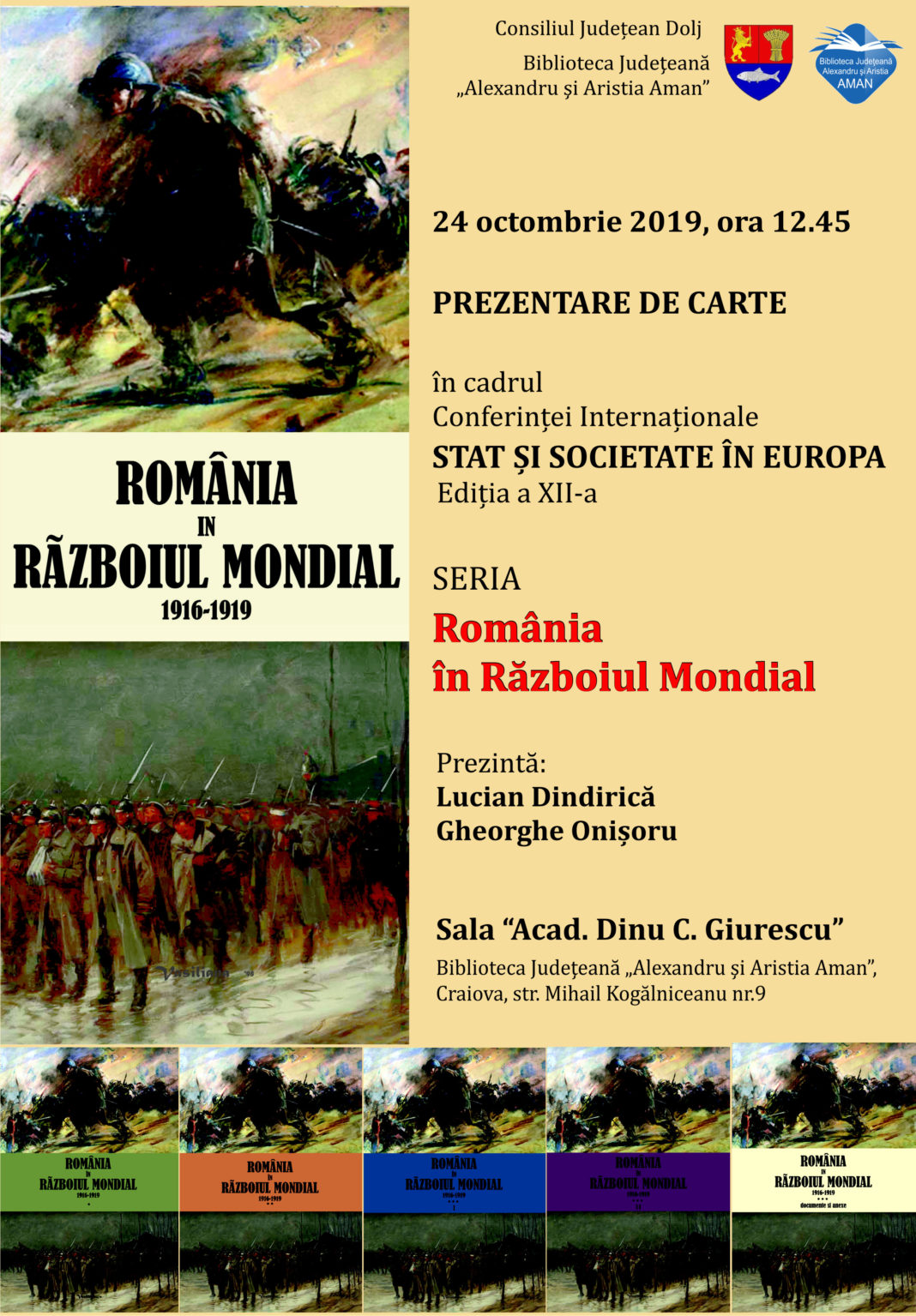 „România în Războiul Mondial”, la Biblioteca Judeţeană