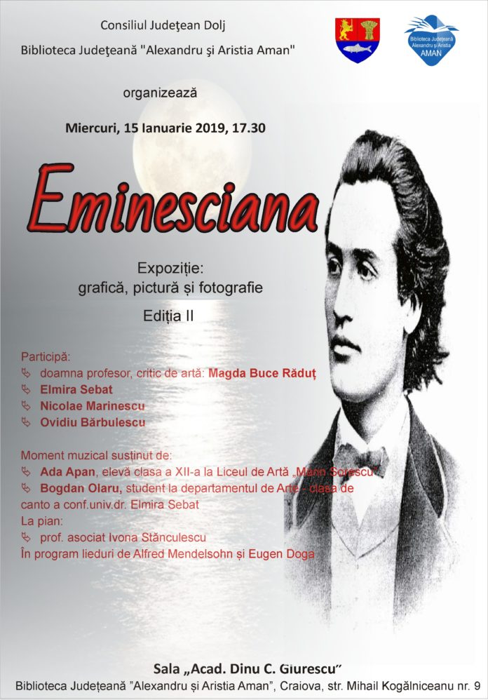 afis 15 ian eminesciana Vernisajul expoziției de artă plastică „Eminesciana” la