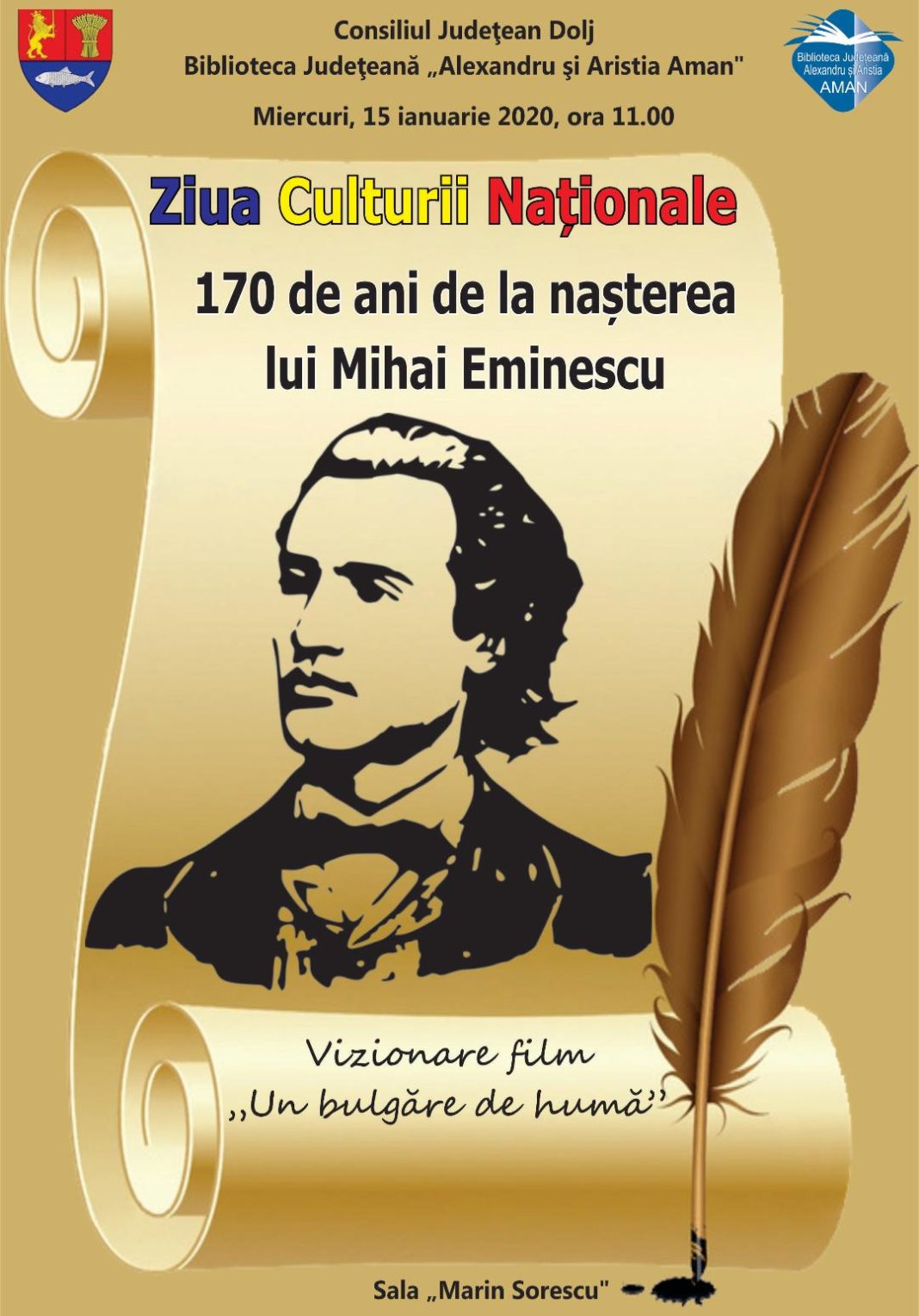 Evenimente dedicate poetului Mihai Eminescu la 
