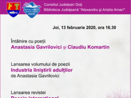 Întâlnire cu poeții Anastasia Gavrilovici și Claudiu Komartin