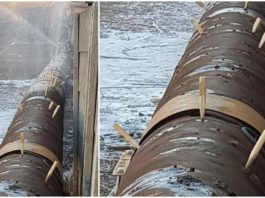 Explicațiile primarului din Hațeg despre conducta de apă "reparată" cu zeci de țepușe din lemn