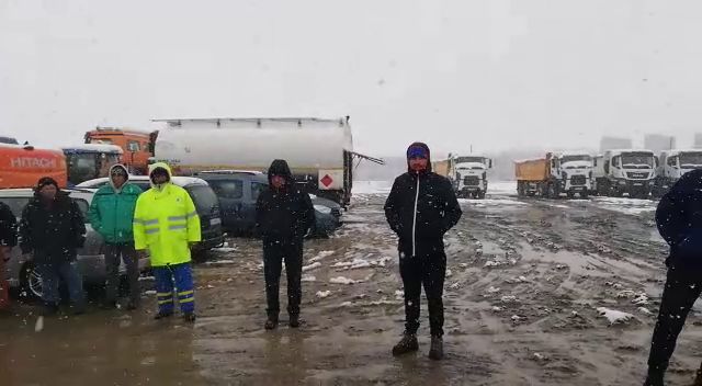 Protest pe șantierul drumului expres Craiova-Pitești