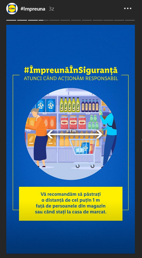 Campanie informare_Instagram Lidl stories_Masuri Lidl a implemantat noi măsuri pcontra coronavirusului