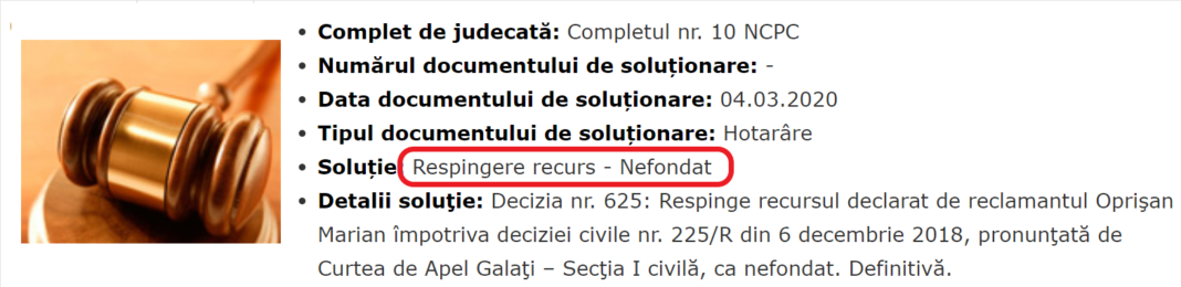 Oprișan pierde în fața lui Oancea din Vrancea. Definitiv