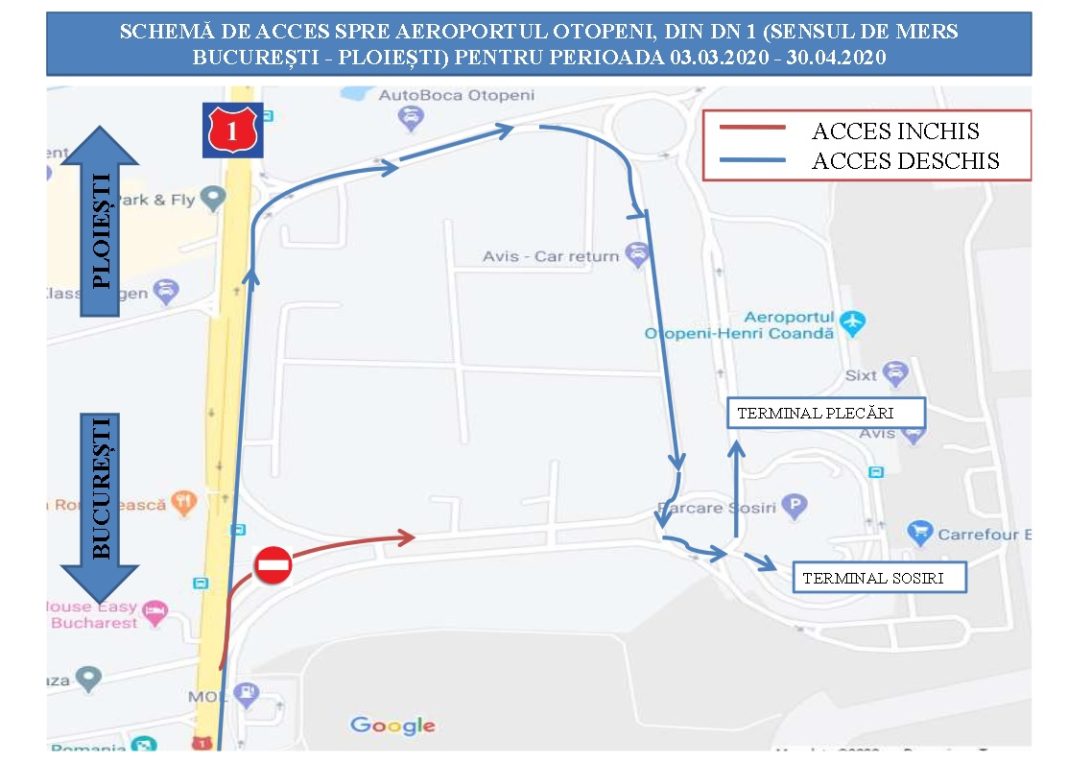 Trafic deviat la intrarea în Aeroportul Internațional Henri Coandă