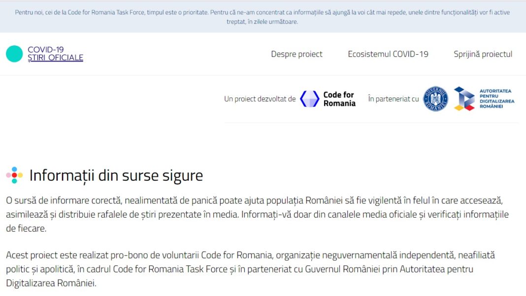 Lansarea Platformei online COVID-19 Știri Oficiale