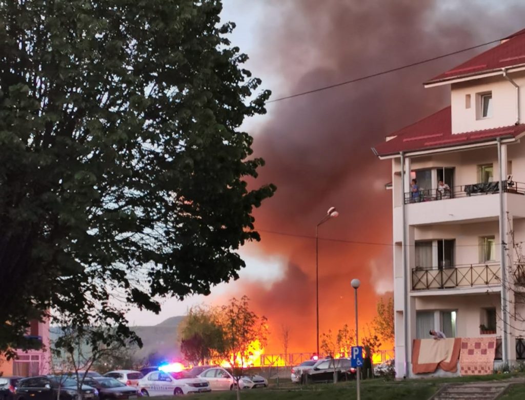 Incendiu masiv de vegetație pe faleză, la Râmnicu Vâlcea