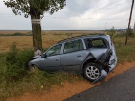 Un șofer de 73 de ani a ajuns cu mașina în pom, după ce a fost lovit de un șofer care nu a păstrat distanța regulamentară