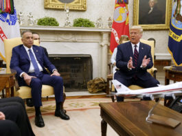 Preşedintele Donald Trump alături de noul şef al guvernului irakian, Mustafa al-Kadhimi