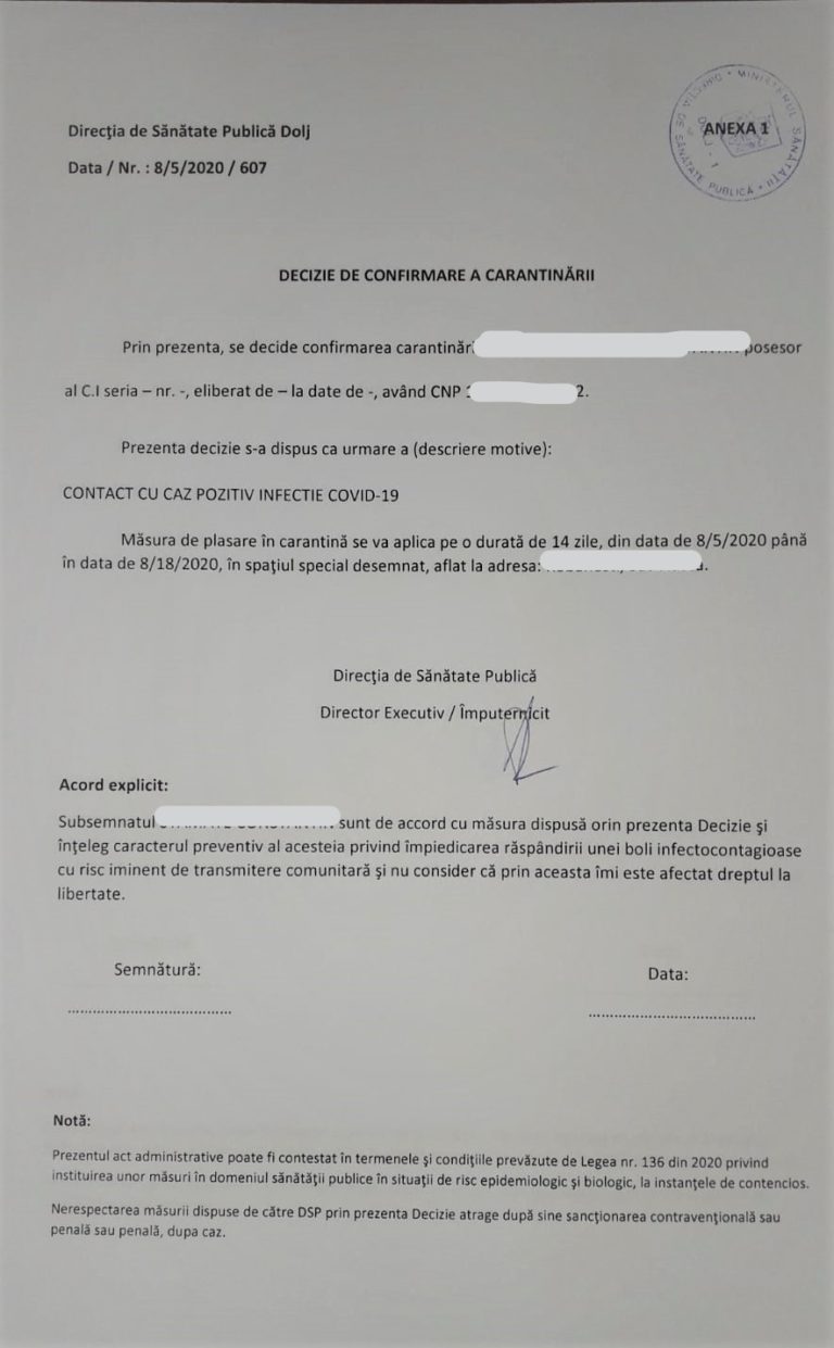 Familia „decedatei care tuşea”, băgată în carantină