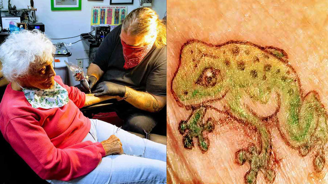 O femeie în vârstă de 103 ani, din Michigan, Statele Unite ale Americii, s-a tatuat pentru prima dată în viața ei