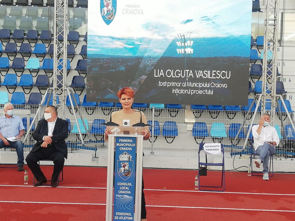 Olguța Vasilescu, la Inaugurarea electorală a stadionului de atletism din Craiova