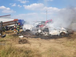 Incendiu lângă un service auto din Craiova