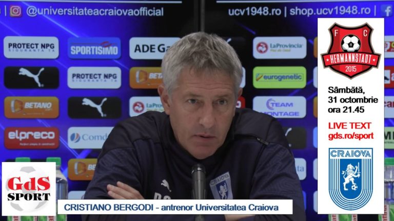 Hermannstadt – „U“ Craiova / Cristiano Bergodi: „Vrem să ne revanşăm!“