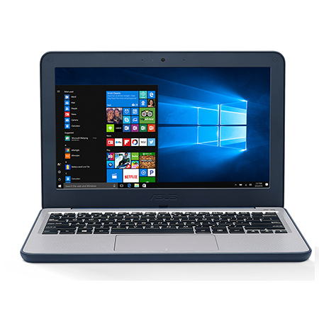 Laptop ASUS W202, 11.6"HD cu procesor Intel Celeron N3350 (2M Cache, 1.1 GHz up to 2.4 GHz, 2C/2T), Intel HD Graphics 500, RAM 4GB, eMMC 64GB, no ODD,Dark Blue, Windows 10 