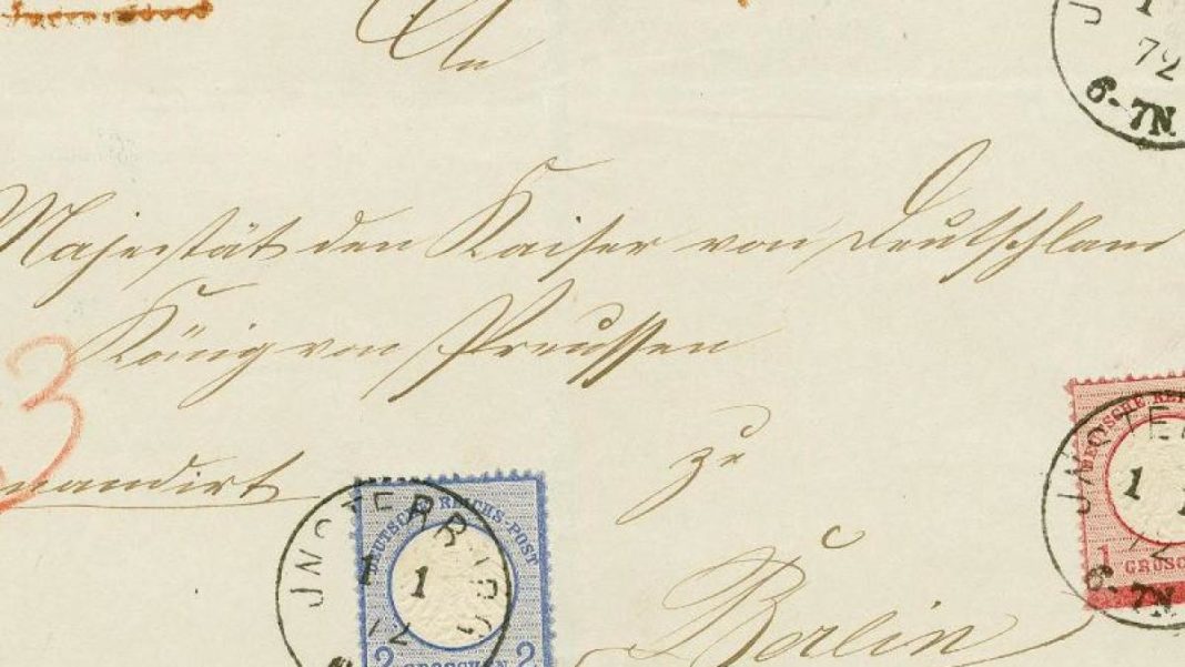 O scrisoare timbrată din secolul al XIX-lea, vândută pentru 430.000 de euro în Germania