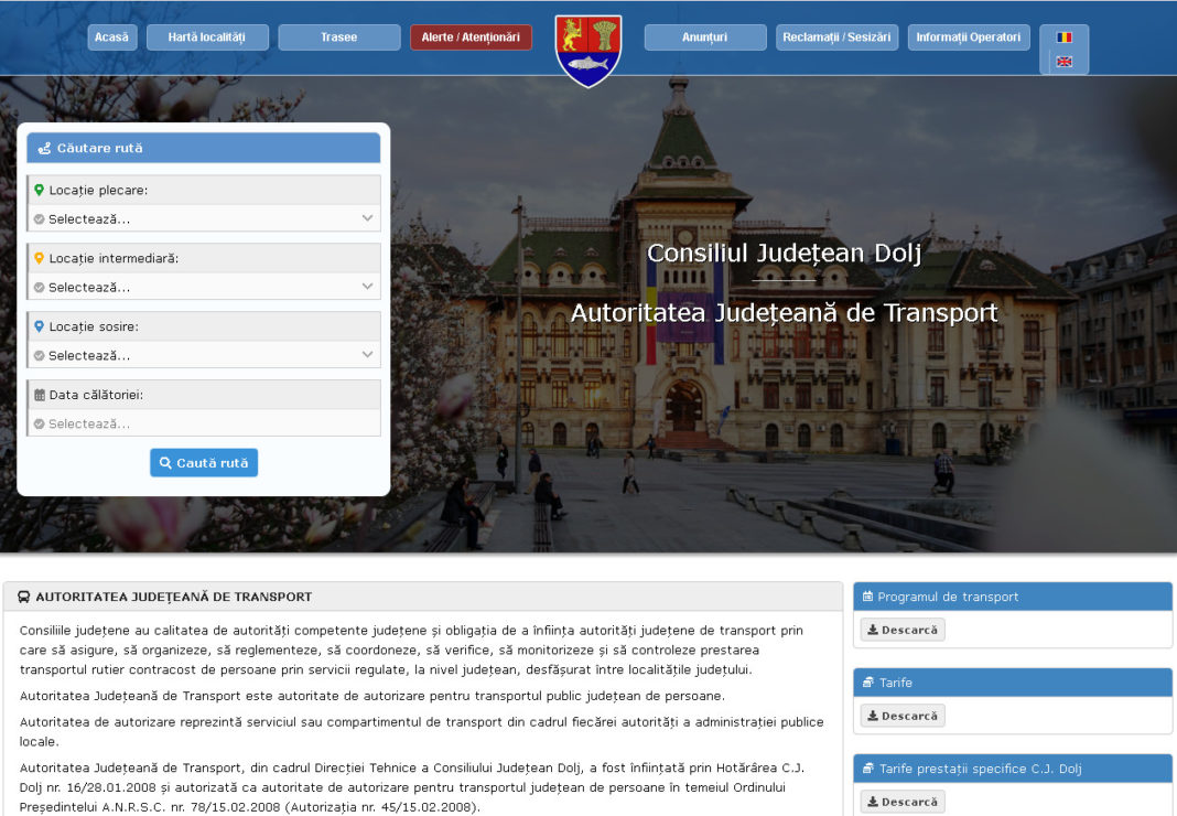 CJ Dolj a lansat un site dedicat transportului public în comun intrajudeţean. De aici poţi afla, printr-un simplu click, cum poţi ajunge dintr-o localitate în alta a judeţului folosind transportul public.