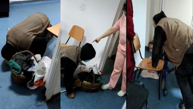 Imagini tulburătoare cu un bătrân căzut pe holul unui spital care cere ajutor cadrelor medicale
