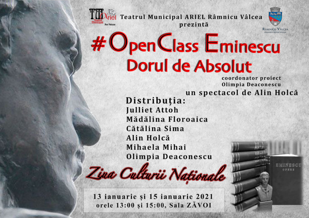 Vâlcea: #OpenClass Eminescu – Dorul de Absolut la Teatrul Ariel