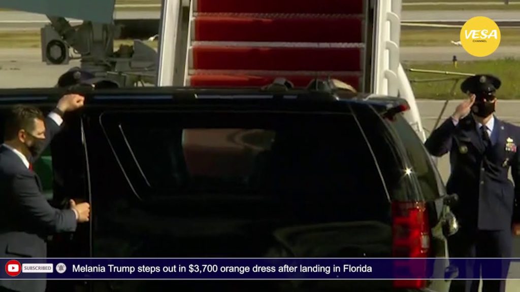 Melania Trump într-o rochie de 3.700 de dolari la aterizarea în Florida