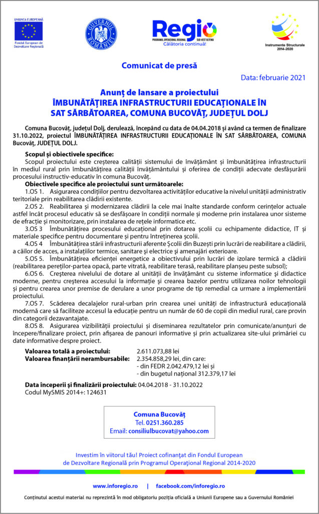 Îmbunătățirea infrastructurii educaționale în sat Sărbătoarea