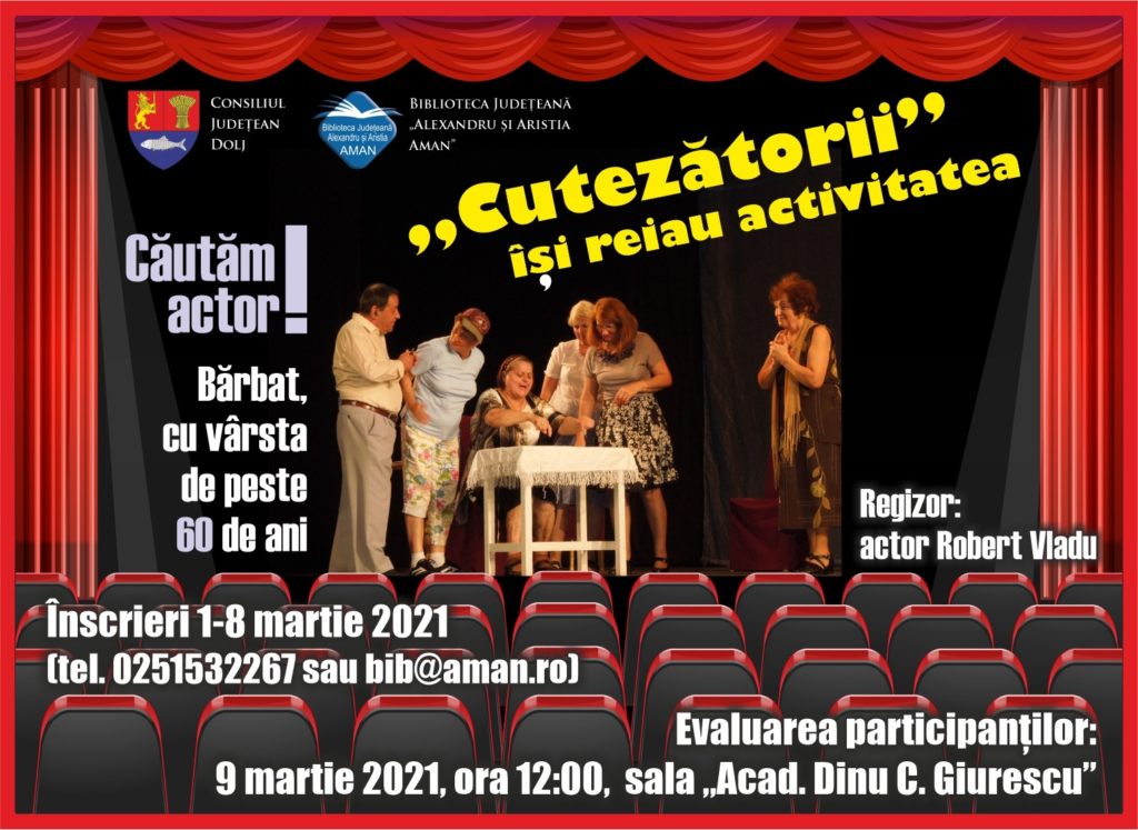 Bărbații de peste 60 de ani se pot înscrie într-o trupă de teatru