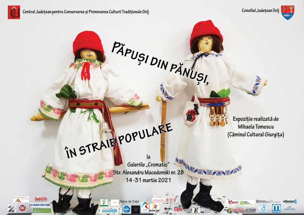 Păpuși din pănuși, în straie populare, expuse la Galeriile „Cromatic“