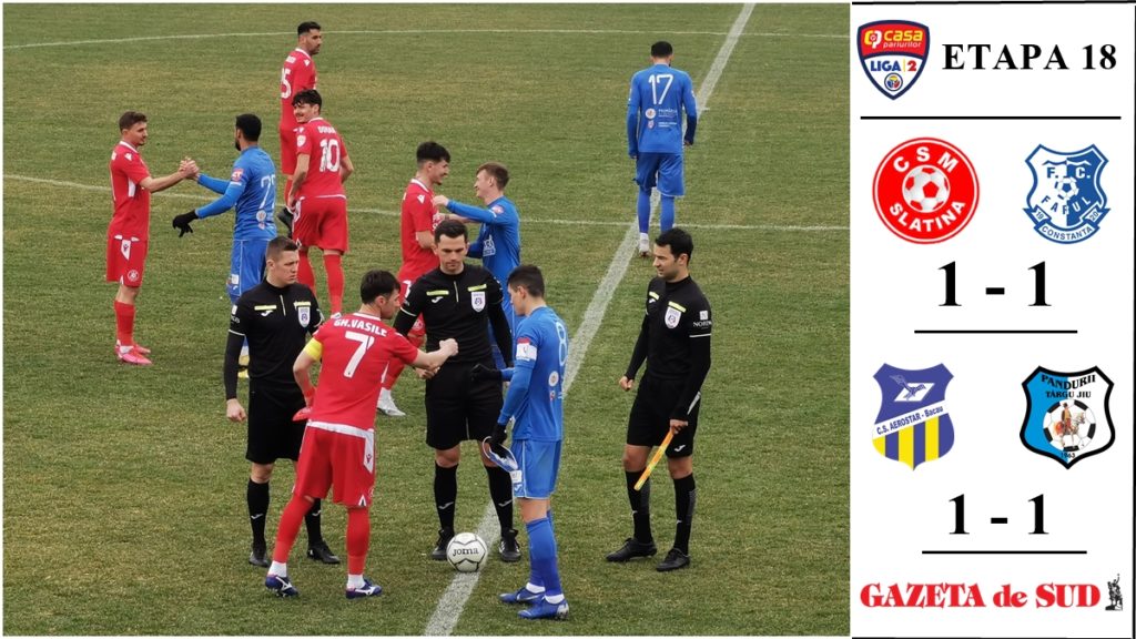 Liga 2 | CSM Slatina și Pandurii Târgu Jiu au înregistrat remize