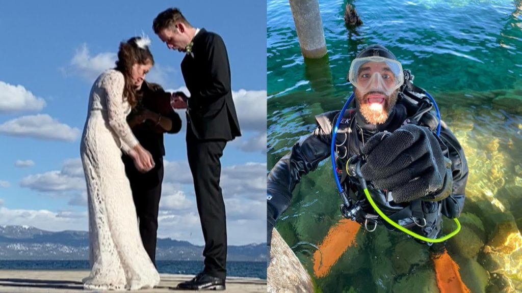 VIDEO: Un scafandru a salvat nunta unui cuplu, după ce mirelui i-a căzut verigheta în Lacul Tahoe