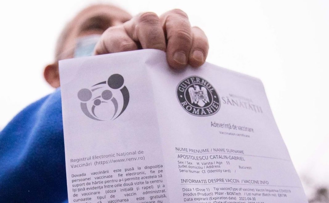 Persoanele vaccinate vor putea descărca adeverinţa de vaccinare în format electronic din Registrul Electronic Naţional al Vaccinărilor